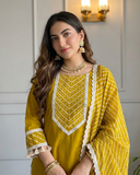Mustard Yellow Cotton Farsi Salwar Suit with Dupatta