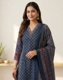 Navy Heritage Block Print Kurta Set