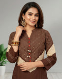 Brown Printed Cotton Kurta Palazzo Set with Dupatta